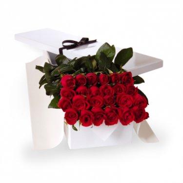 Valentine's Day 24 Red Rose White Box